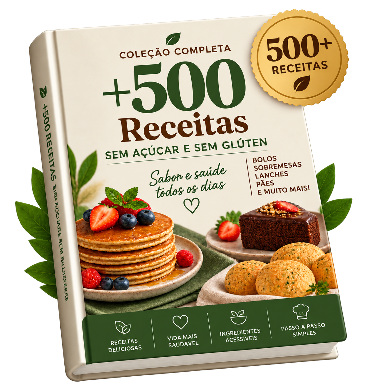 Capa do material +500 Receitas Sem Açúcar e Sem Glúten