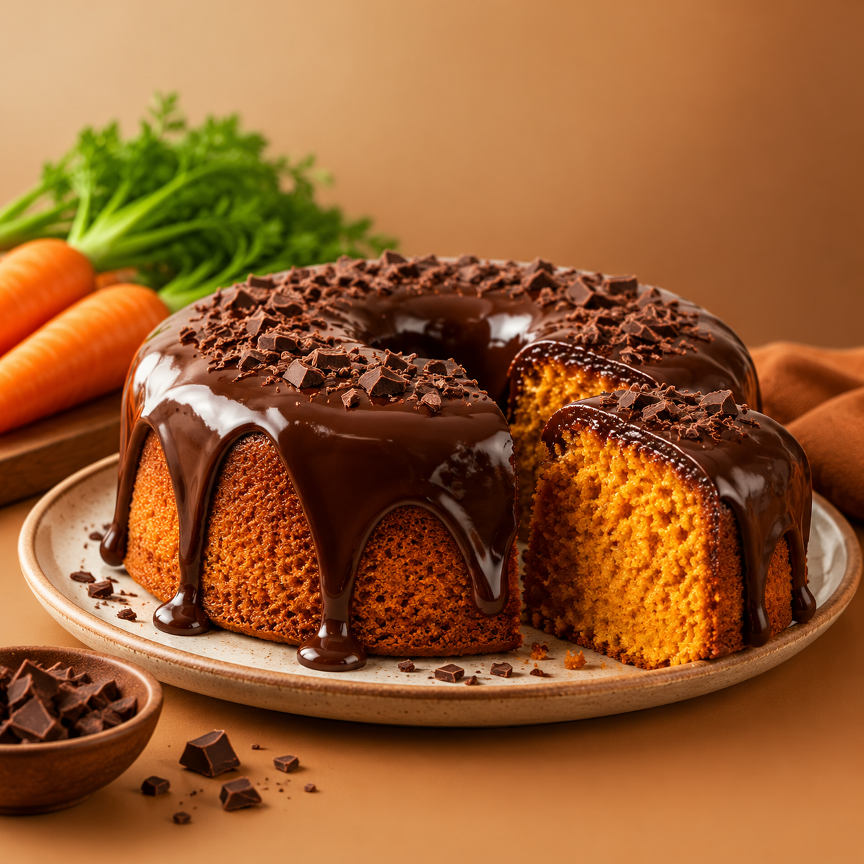 Bolo de cenoura com chocolate